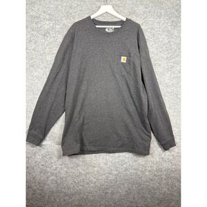 Carhartt Mens XL Tall K126 CRH Loose Fit Long Sleeve Pocket T-Shirt Heather Grey